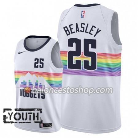Camiseta Niños NBA Denver Nuggets Malik Beasley 25 2018-19 Nike City Edition Blanco Swingman
